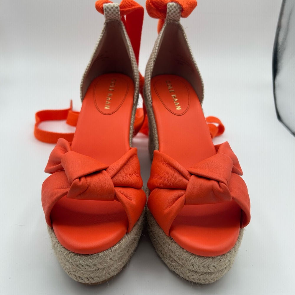 New Cole Haan Orange Cloudfoam Espadrille Wedge Sandals size 7 - Picture 10 of 13